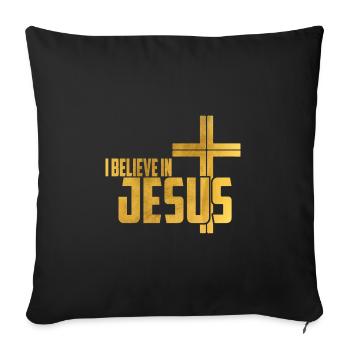 Je crois en Jésus - Dieu croise le Christ en disant - Housse de coussin décorative 45 x 45 cm - noir - Devant