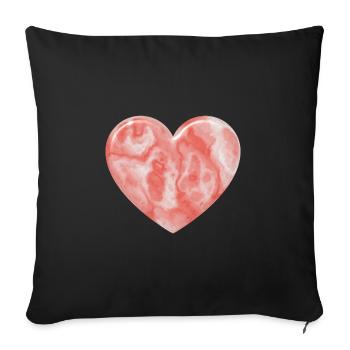 Pink Marble Heart - Sofa pillowcase 17,3'' x 17,3'' (45 x 45 cm) - black - Front