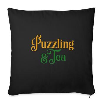 Puzzling and Drinking Tea Relaxing Jigsaw - Sofa pillowcase 17,3'' x 17,3'' (45 x 45 cm) - black - Front