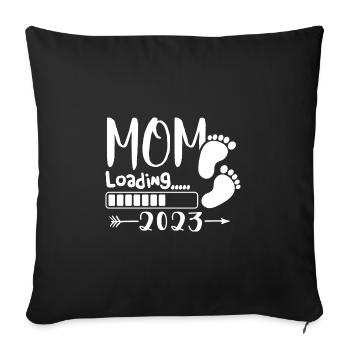 Mama loading 2023, werdende Mutter 2023 - Sofakissenbezug 45 x 45 cm - Schwarz - Vorne