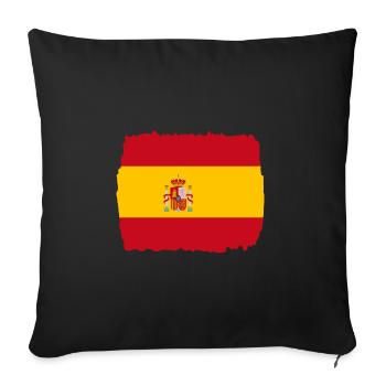 Drapeau d'Espagne Drapeau espagnol vintage Look usé - Housse de coussin décorative 45 x 45 cm - noir - Devant