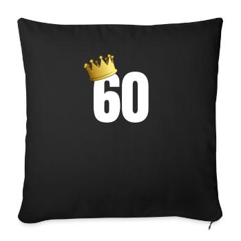 60 anniversaire numéro nombre couronne roi couronne - Housse de coussin décorative 45 x 45 cm - noir - Devant