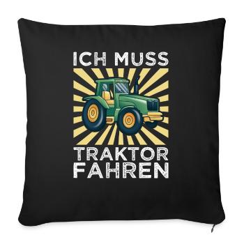 Kinder Traktor vintage - Sofakissenbezug 45 x 45 cm - Schwarz - Vorne