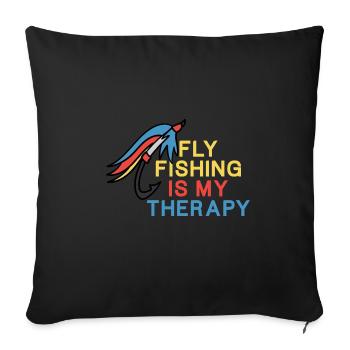 La pêche comme thérapie Angler Trout Ironic Quote - Housse de coussin décorative 45 x 45 cm - noir - Devant