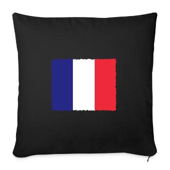Drapeau de la France Look en détresse Drapeau français - Housse de coussin décorative 45 x 45 cm - noir - Devant