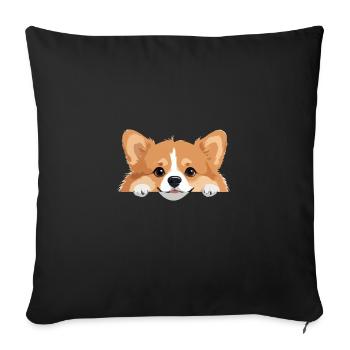 Corgi Peeking Niedliche Entzückende Lustige Tier Karikatur - Sofakissenbezug 45 x 45 cm - Schwarz - Vorne