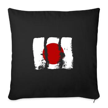 Drapeau du Japon utilisé Look Nihon Drapeau japonais - Housse de coussin décorative 45 x 45 cm - noir - Devant