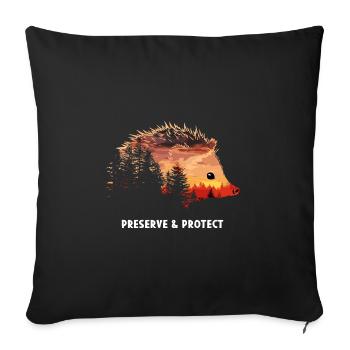 Preserve & Protect Hedgehog Animal Forest Nature Environment - Sofa pillowcase 17,3'' x 17,3'' (45 x 45 cm) - black - Front