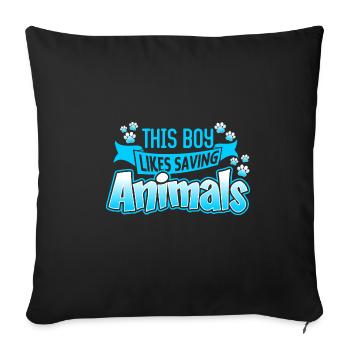 Boy Likes Saving Animals Refuge Animaux Sauvetage - Housse de coussin décorative 45 x 45 cm - noir - Devant