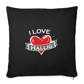 Hallig - Ich liebe Stadtnamen in Tattoo Stil - Sofakissenbezug 45 x 45 cm - Schwarz - Vorne