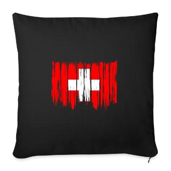 Switzerland Flag Vintage Cross Used Look Swiss - Sofa pillowcase 17,3'' x 17,3'' (45 x 45 cm) - black - Front