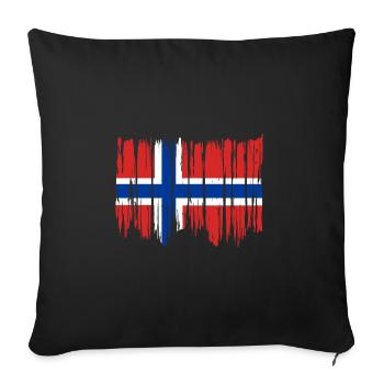 Drapeau de la Norvège Scandinavie Drapeau norvégien - Housse de coussin décorative 45 x 45 cm - noir - Devant