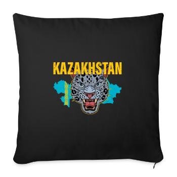 Schneeleopard National Symbol Kasachstan Jurte - Sofakissenbezug 45 x 45 cm - Schwarz - Vorne