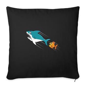 Goldfisch auf Haijagd Ironisches - Sofakissenbezug 45 x 45 cm - Schwarz - Vorne