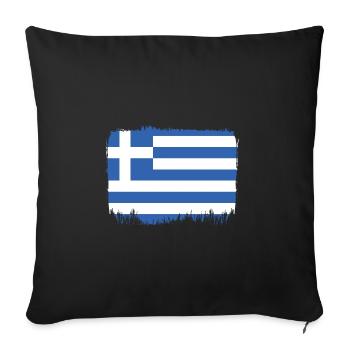 Drapeau de la Grèce Hellas Athènes Drapeau grec - Housse de coussin décorative 45 x 45 cm - noir - Devant
