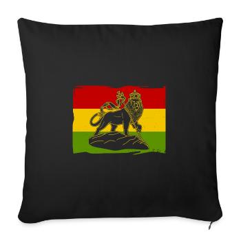 Reggae Afrika Löwe von Juda Judah Rastafari Rasta - Sofakissenbezug 45 x 45 cm - Schwarz - Vorne