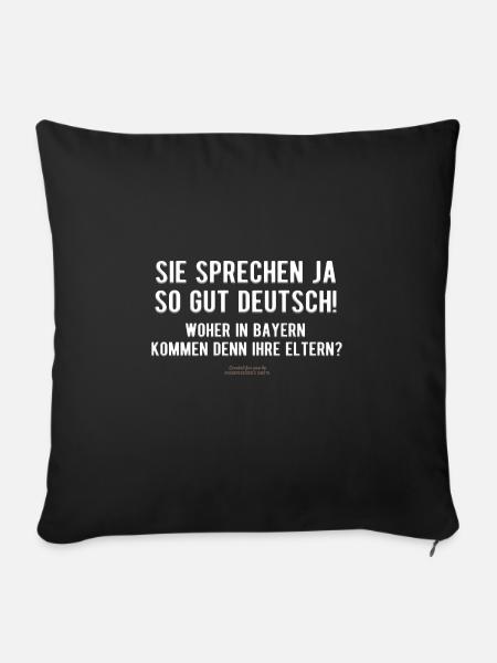 Powiedzenia T Shirt Mów po niemiecku - Poszewka na poduszkę 45 x 45 cm - czarny