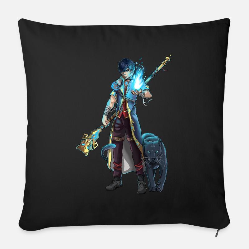 Homme guerrier maître du feu - Housse de coussin décorative 45 x 45 cm - noir