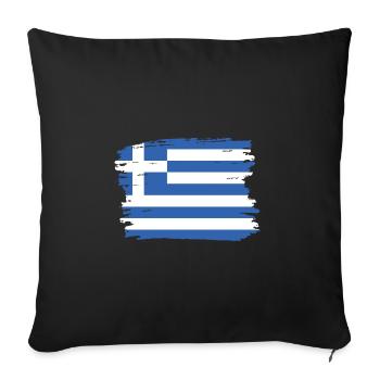 Drapeau de la Grèce Hellas Athènes Drapeau grec - Housse de coussin décorative 45 x 45 cm - noir - Devant
