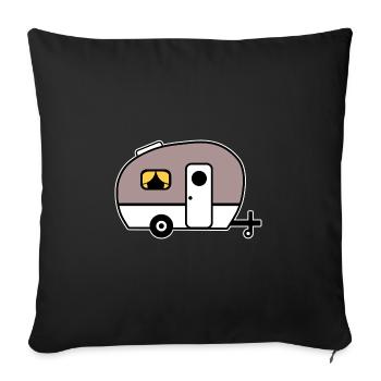 Caravane caravane Camping Camping Camper - Housse de coussin décorative 45 x 45 cm - noir - Devant