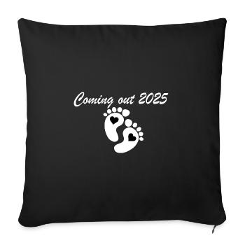 Bébé arrive en 2025, grossesse - Housse de coussin décorative 45 x 45 cm - noir - Devant
