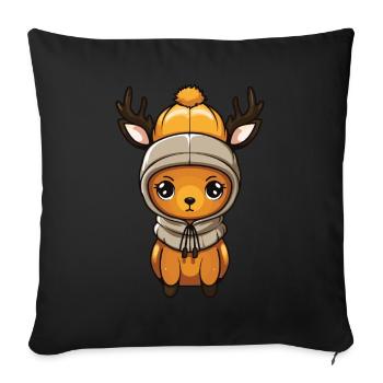 Reh Niedlich Comic Winter - Sofakissenbezug 45 x 45 cm - Schwarz - Vorne