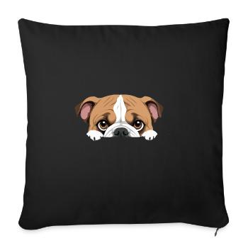 Bouledogue anglais Coup d’œil mignon Adorable Drôle Animal - Housse de coussin décorative 45 x 45 cm - noir - Devant