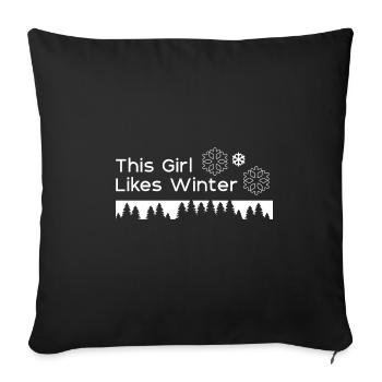 Girl Likes Winter Season Cozy Tea Landscape Snow - Sofa pillowcase 17,3'' x 17,3'' (45 x 45 cm) - black - Front