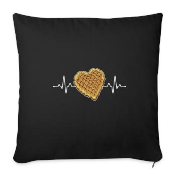 Waffle Heartbeat Ironic Waffle Lover - Sofa pillowcase 17,3'' x 17,3'' (45 x 45 cm) - black - Front
