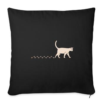 Cute Cat Waddling Kitty Paws Footprints - Sofa pillowcase 17,3'' x 17,3'' (45 x 45 cm) - black - Front