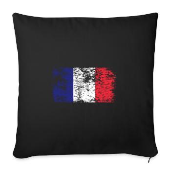 Drapeau de la France Look en détresse Drapeau français - Housse de coussin décorative 45 x 45 cm - noir - Devant