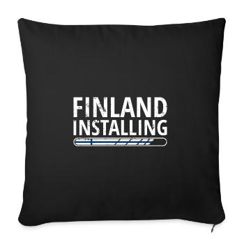 Drapeau de la Finlande Suomi Drapeau finlandais Look utilisé - Housse de coussin décorative 45 x 45 cm - noir - Devant