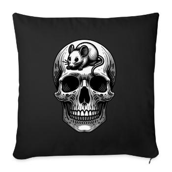 Skull mit Maus auf dem Kopf - Sofakissenbezug 45 x 45 cm - Schwarz - Vorne