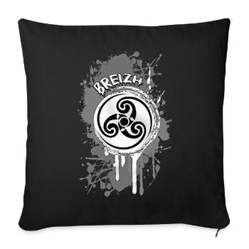 Bretagne Breizh Triskel - Housse de coussin décorative 45 x 45 cm - noir - Devant