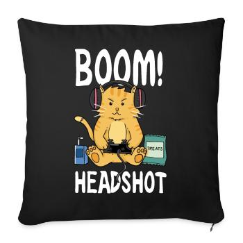 Boom Kopfschuss / Boom Kopfschuss / Cat / Gaming - Sofakissenbezug 45 x 45 cm - Schwarz - Vorne