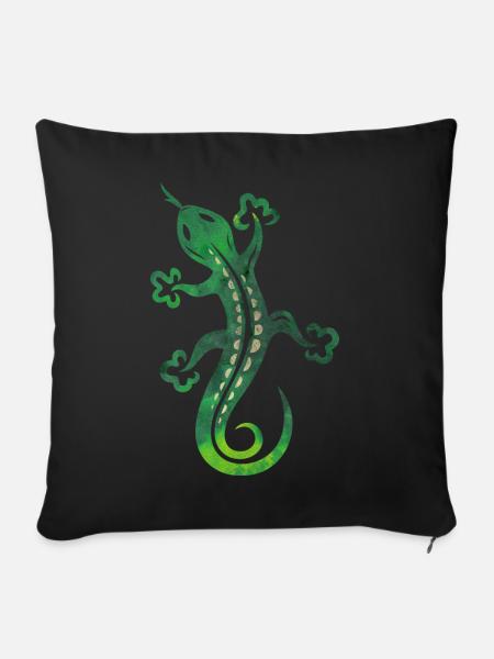 Grüne Echse, Eidechse, Salamander, Gecko. - Sofakissenbezug 45 x 45 cm - Schwarz