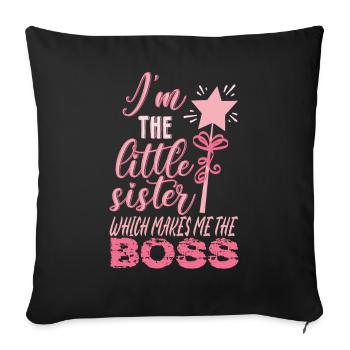 Je suis la petite sœur qui fait de moi le patron - Housse de coussin décorative 45 x 45 cm - noir - Devant