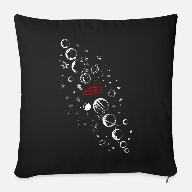 TESLA ROADSTER DANS L’ESPACE - Housse de coussin décorative 45 x 45 cm - noir
