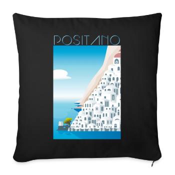 Positano CostaBlu White Houses - Sofa pillowcase 17,3'' x 17,3'' (45 x 45 cm) - black - Front