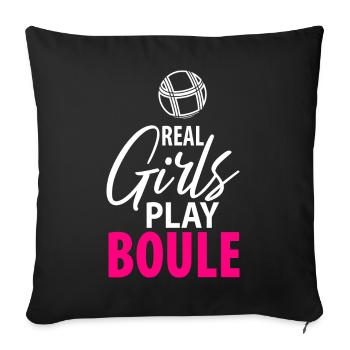Pétanque Pétanque Pétanque Pétanque Femmes Femmes Filles - Housse de coussin décorative 45 x 45 cm - noir - Devant