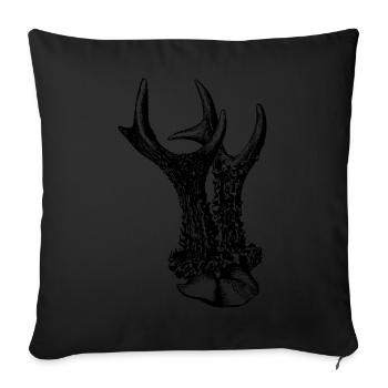 Rehbock Reh Gehörn - Sofakissenbezug 45 x 45 cm - Schwarz - Vorne
