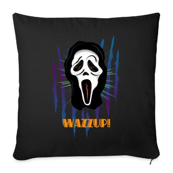 Watching horror movies with creepy horror mask - Sofa pillowcase 17,3'' x 17,3'' (45 x 45 cm) - black - Front