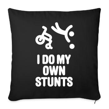 Drôle de basketball en fauteuil roulant Je fais mes propres cascades - Housse de coussin décorative 45 x 45 cm - noir - Devant