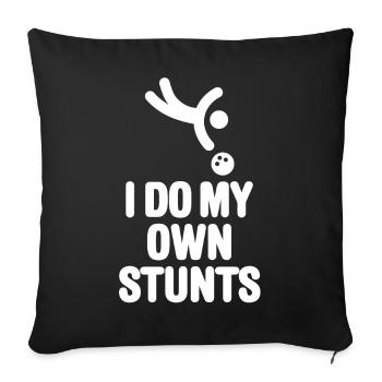 Drôles de joueurs de bowling Je fais mes propres cascades - Housse de coussin décorative 45 x 45 cm - noir - Devant