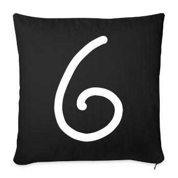 6 Number six number white birthday - Sofa pillowcase 17,3'' x 17,3'' (45 x 45 cm) - black - Front