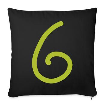 6 Numéro six chiffre vert Anniversaire - Housse de coussin décorative 45 x 45 cm - noir - Devant
