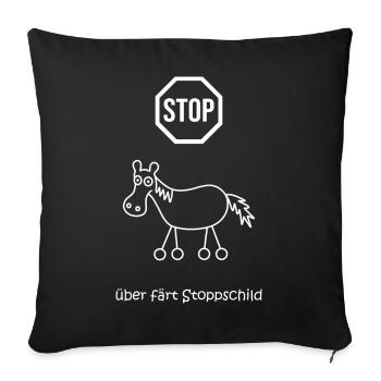überfährt stoppschild, Stopptafel Pferd mit Rädern - Sofakissenbezug 45 x 45 cm - Schwarz - Vorne
