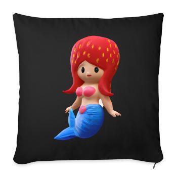Sirène aux fraises - Housse de coussin décorative 45 x 45 cm - noir - Devant