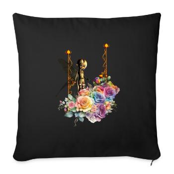 Cute fairy with colorful roses - Sofa pillowcase 17,3'' x 17,3'' (45 x 45 cm) - black - Front
