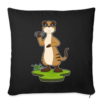 Culturiste avec haltères Suricate - Housse de coussin décorative 45 x 45 cm - noir - Devant